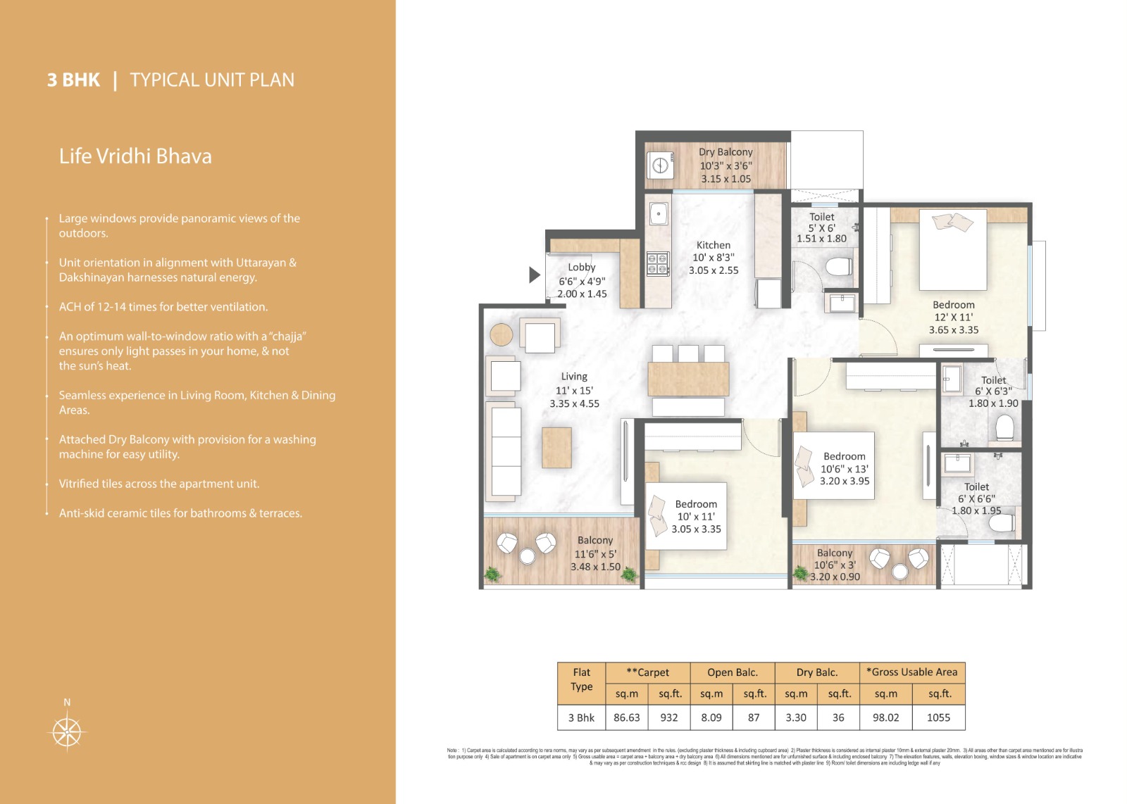 Mantra Magnus 3 BHK floor plan